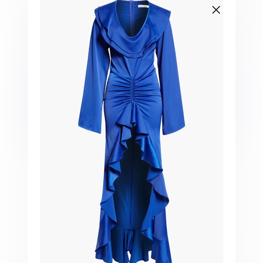 Orire Wally Blue Shirred Long Sleeve Dress, Size 2